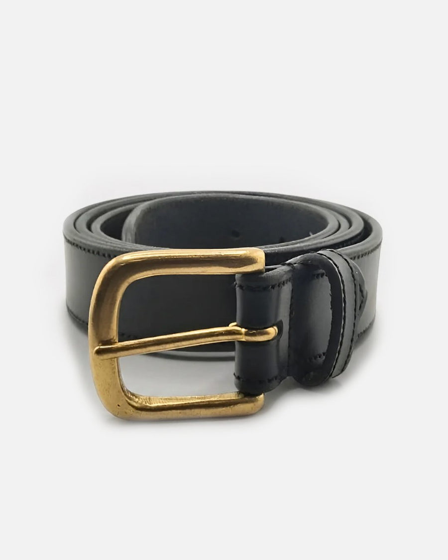 Como Classic Leather Belt | Black | Wide | Gold