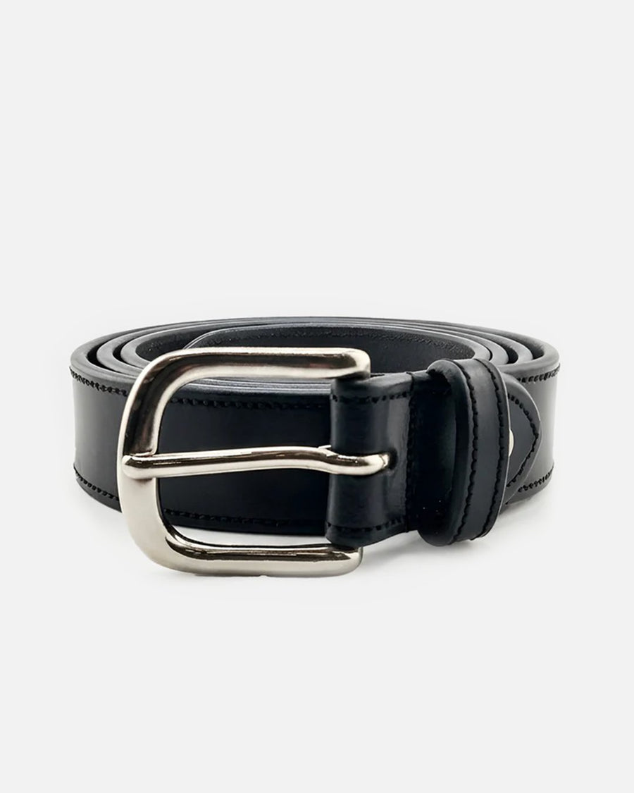 Como Classic Leather Belt | Black | Wide | Silver