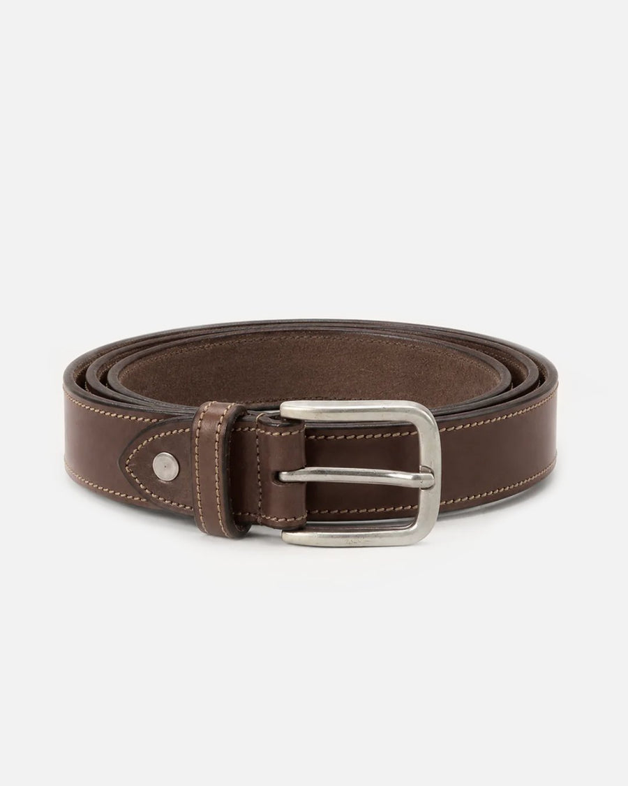Como Classic Leather Belt | Dark Brown | Wide | Silver