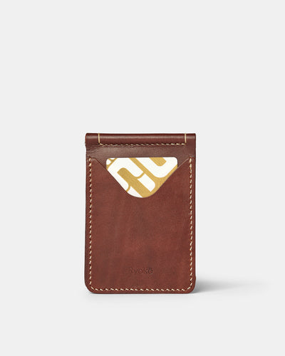 MT Jones Clip Wallet | Choco, Wallets by Ryoko Bags Dubai. Hand Stitched, using vegetable tanned Japanese leather