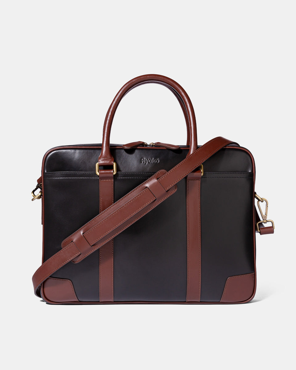 Work Briefcase Solid Wellington Work Briefcase | Black & Brown – Ryokō